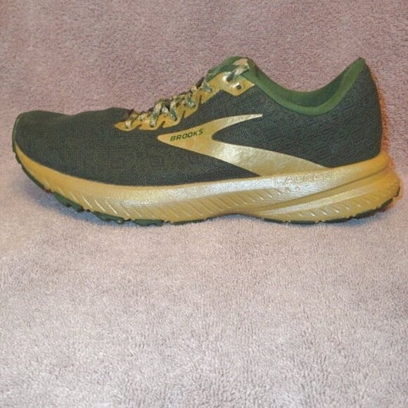 Brooks Womens Launch 7 Run Lucky Sneakers Size 7.5 Shoes Gold Eden Green LE - Picture 2 of 11